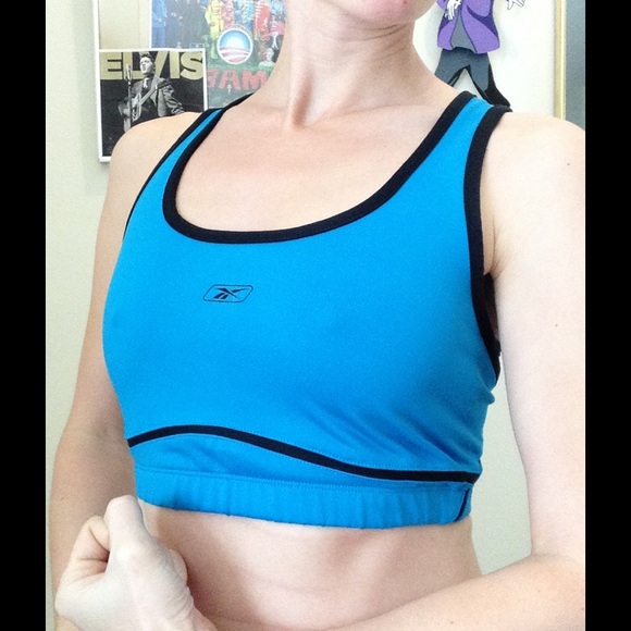 SOLD Reebok Triangle Cut Out Back Sports Bra Blue Sexy - Picture 10 of 15